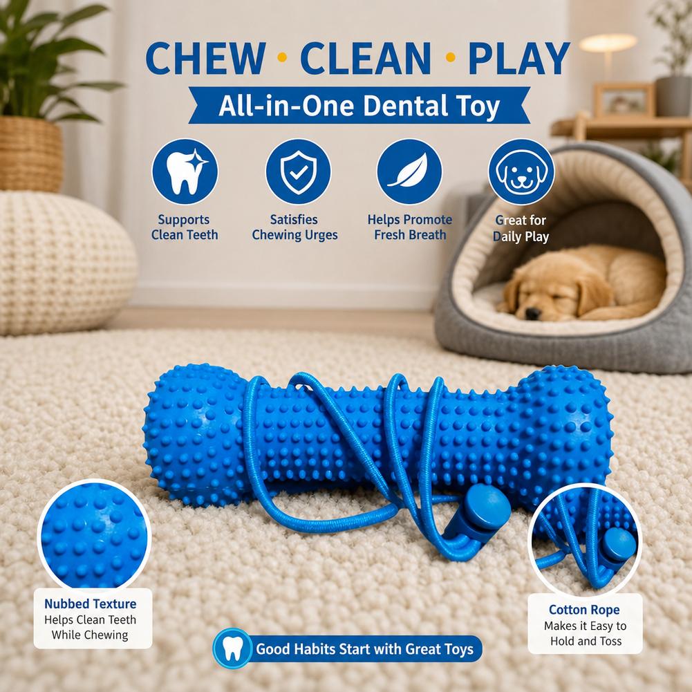 Teeth Cleaning Dog Chew Bone - Gumowa zabawka do żucia dla psów